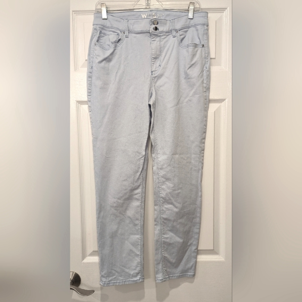 WHBM light purple straight stretch mid rise jeans pants size 10 comfort zip fly